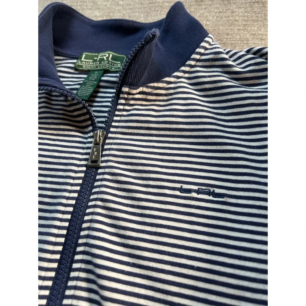 Lauren‎ Ralph Lauren Active Navy White Striped Zip Up Track Jacket Plus Size 1X
